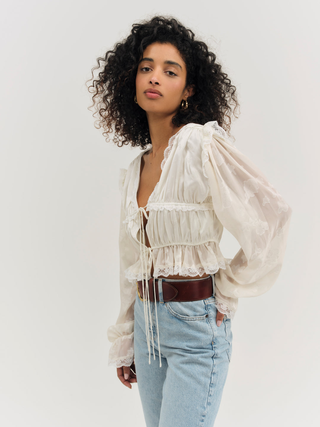 Jeanne Jacquard Top - Cream | For Love and Lemons