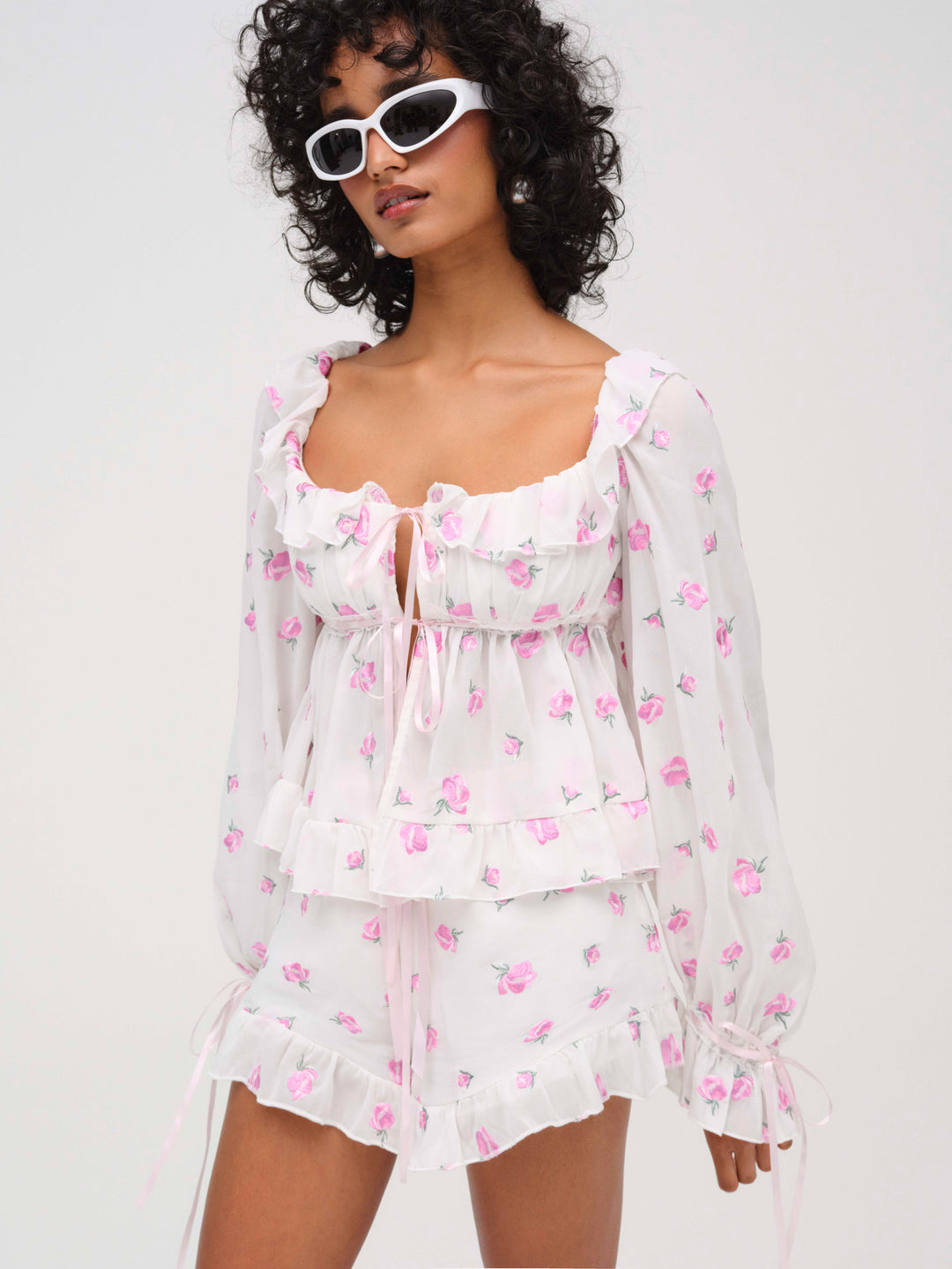 Fiona Floral Top - White | For Love and Lemons