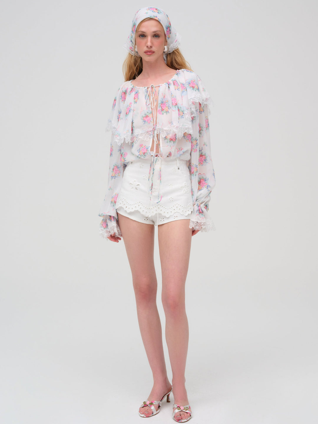 Doily Bouquet Long Sleeve Top - White | For Love and Lemons
