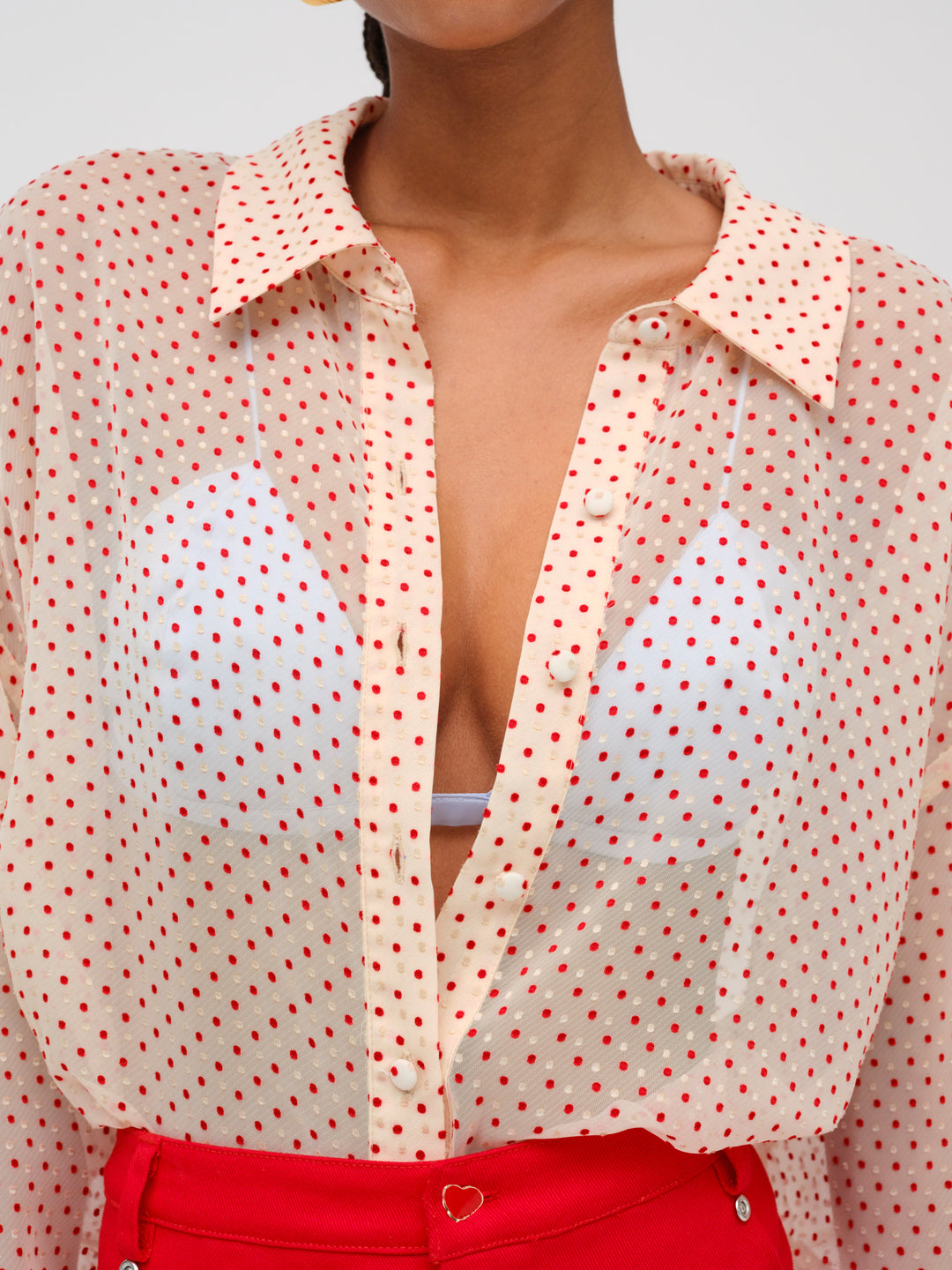 Love Dot Button-Up Top - Cream | For Love and Lemons