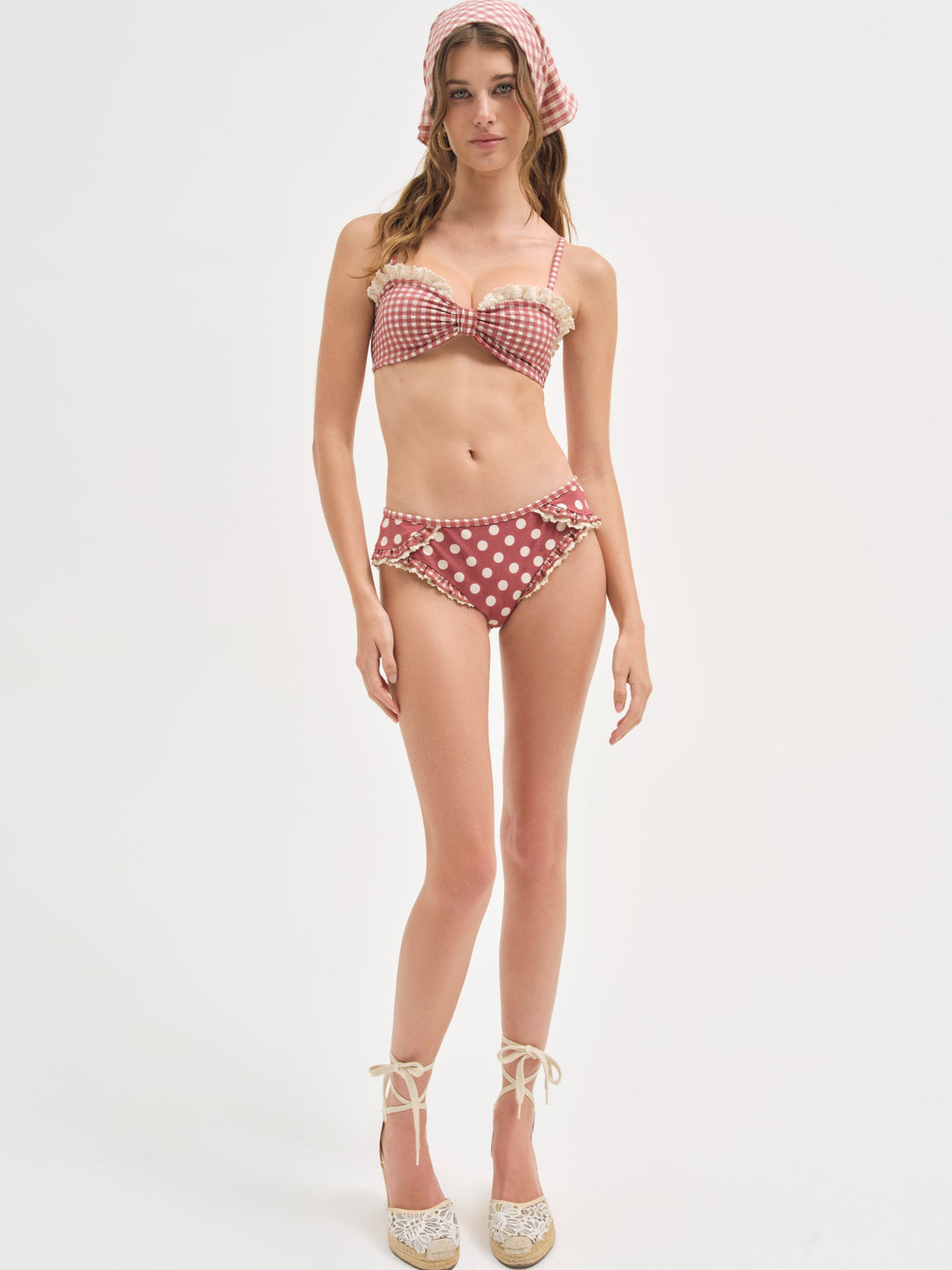 Dolly Dot Bikini Bottom - Red | For Love and Lemons