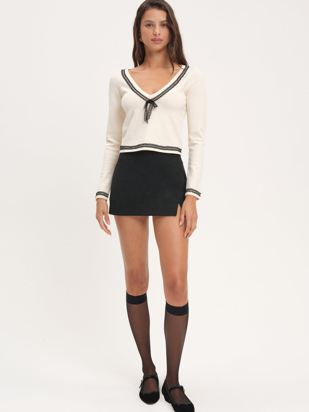 Greta Long Sleeve Knit Top - Cream | For Love and Lemons