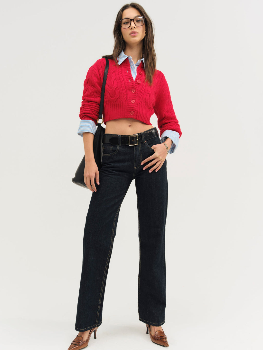 Camille Cable Knit Cardigan - Red | For Love and Lemons