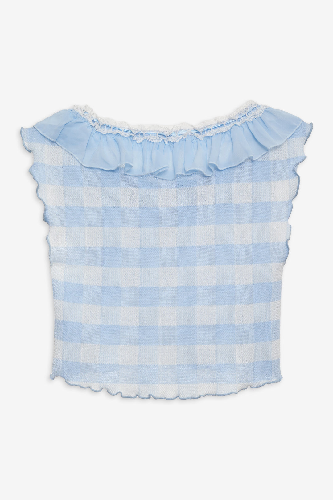 Brushed Gingham Knit Top - Blue | For Love and Lemons