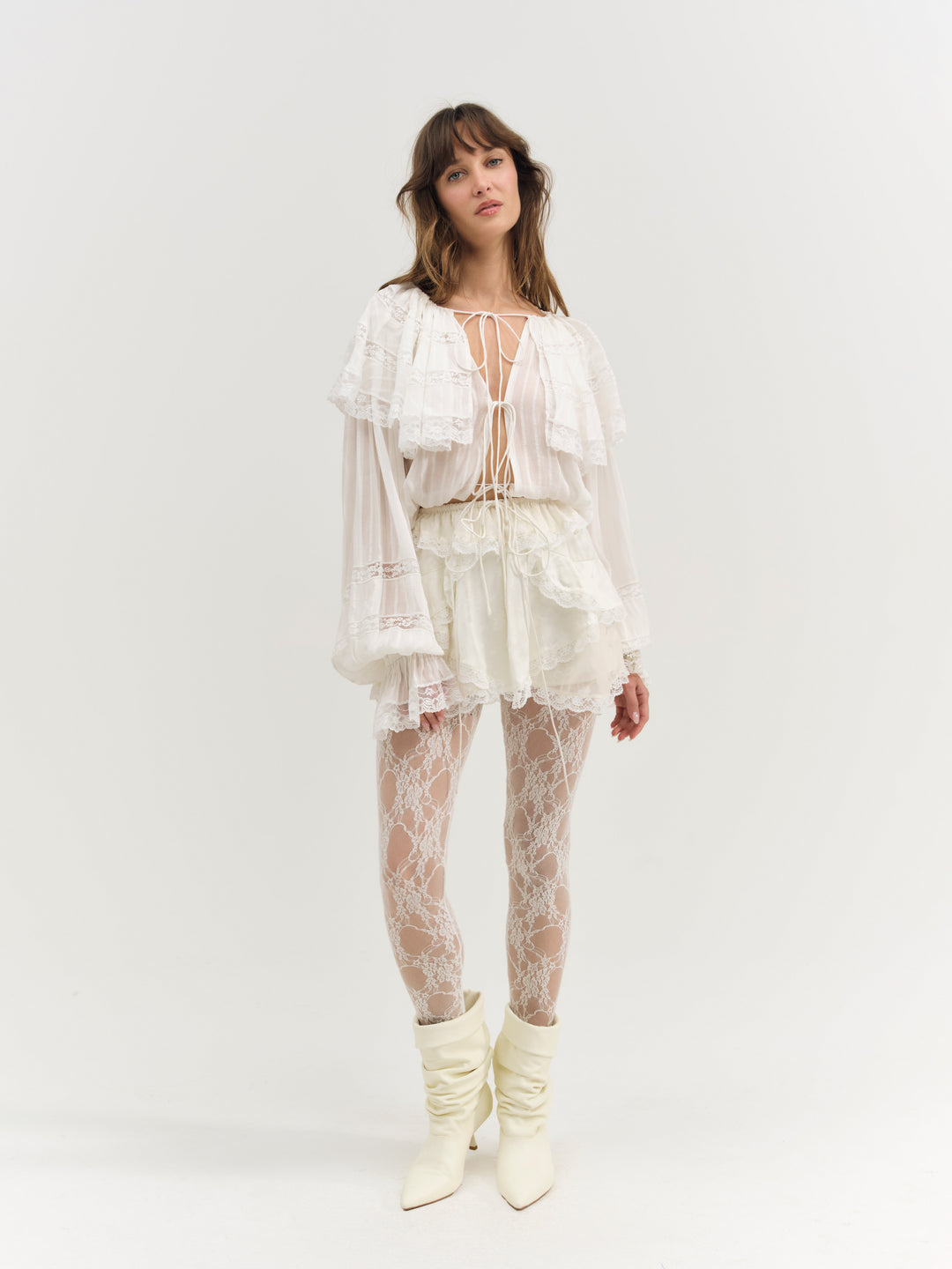 Jeanne Jacquard Mini Skirt - Cream | For Love and Lemons