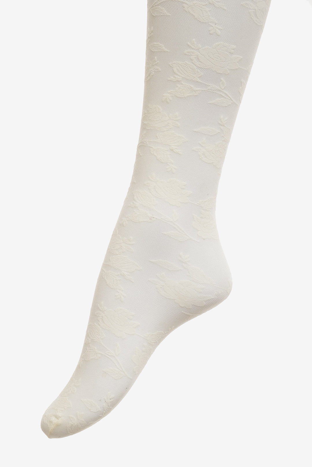 Floral Knit Tights - White | For Love and Lemons