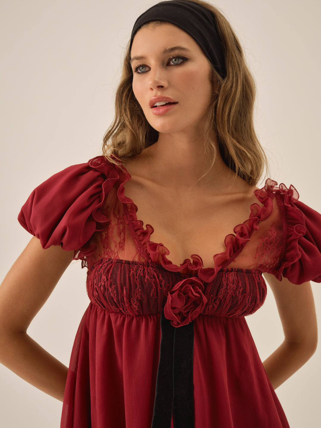 Claudine Chiffon Mini Dress - Oxblood | For Love and Lemons