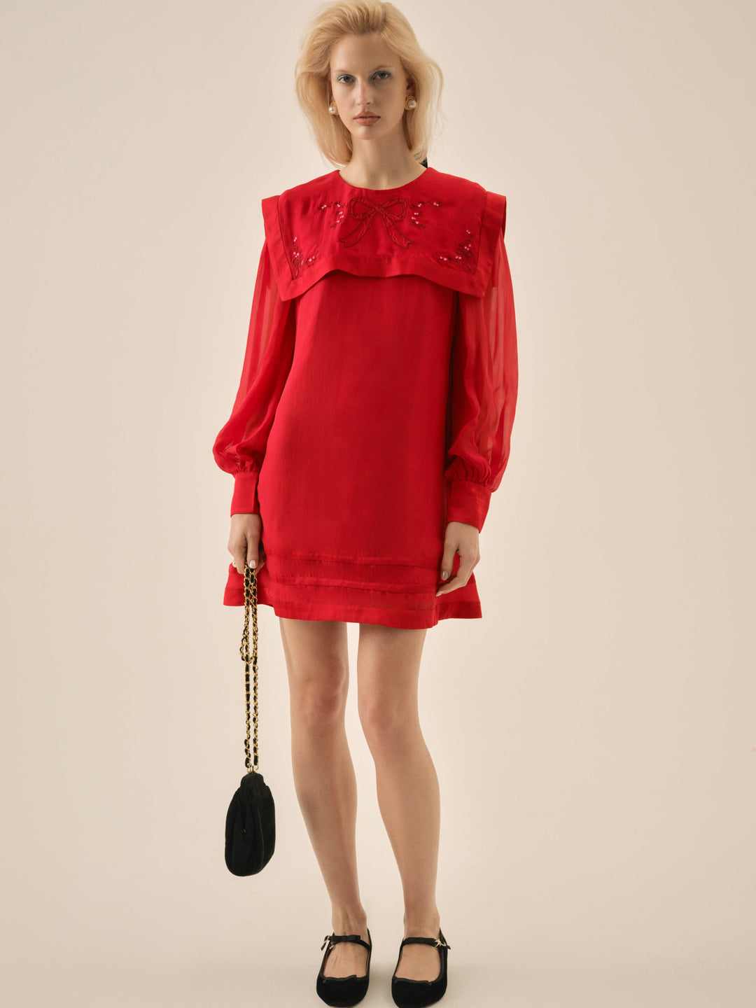 Betsy Bow Mini Dress - Red | For Love and Lemons