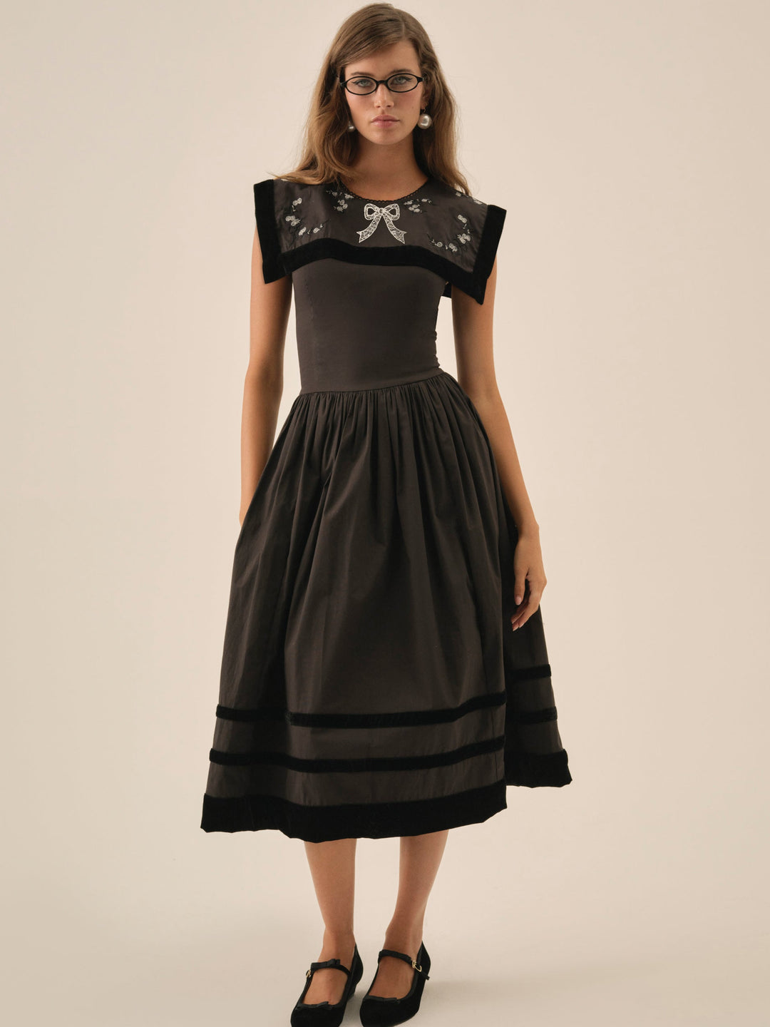 Train Station Poplin Midi Dress - Black | For Love and Lemons