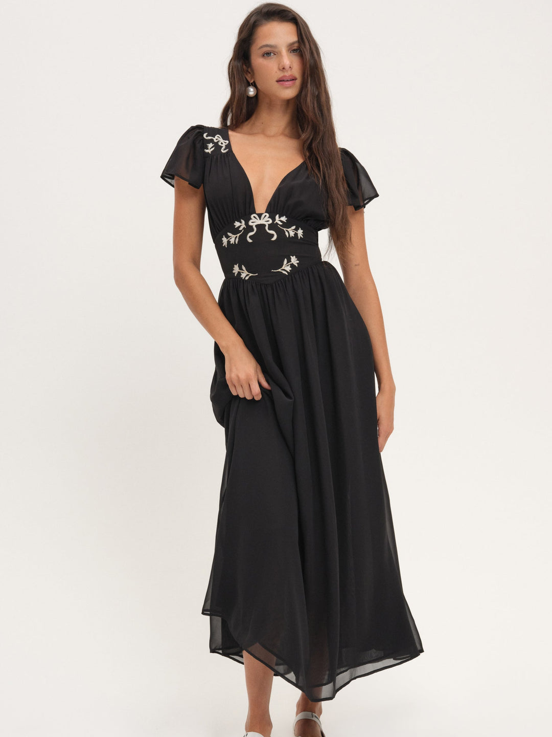 Emmie Chiffon Maxi Dress - Black | For Love and Lemons