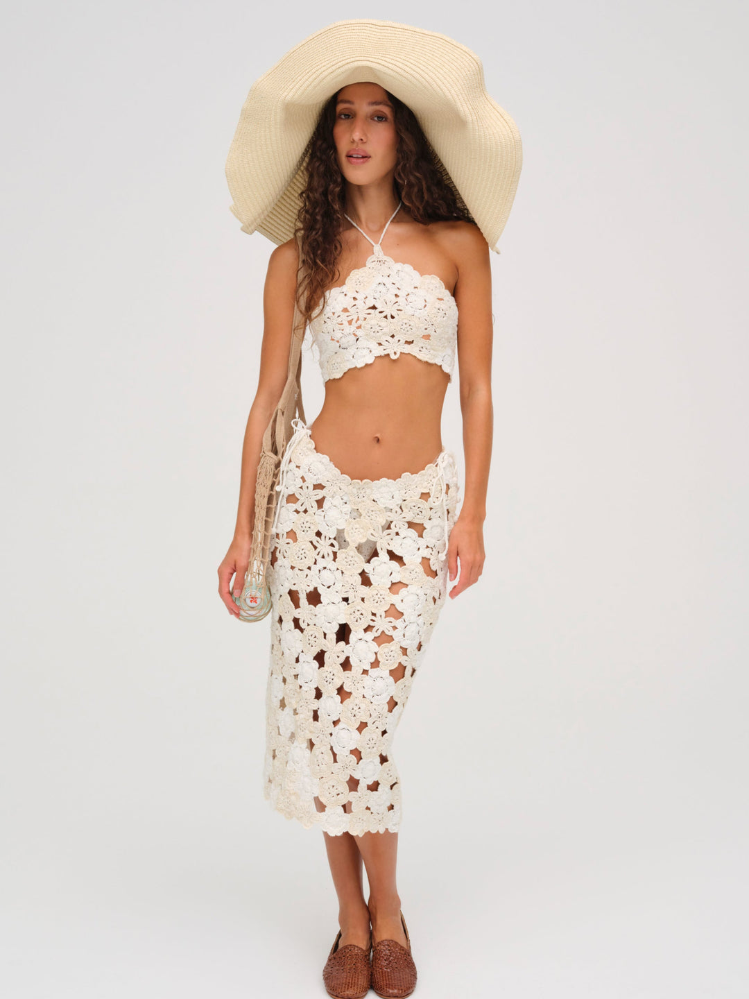 Floral Crochet Coverup Top - White | For Love and Lemons