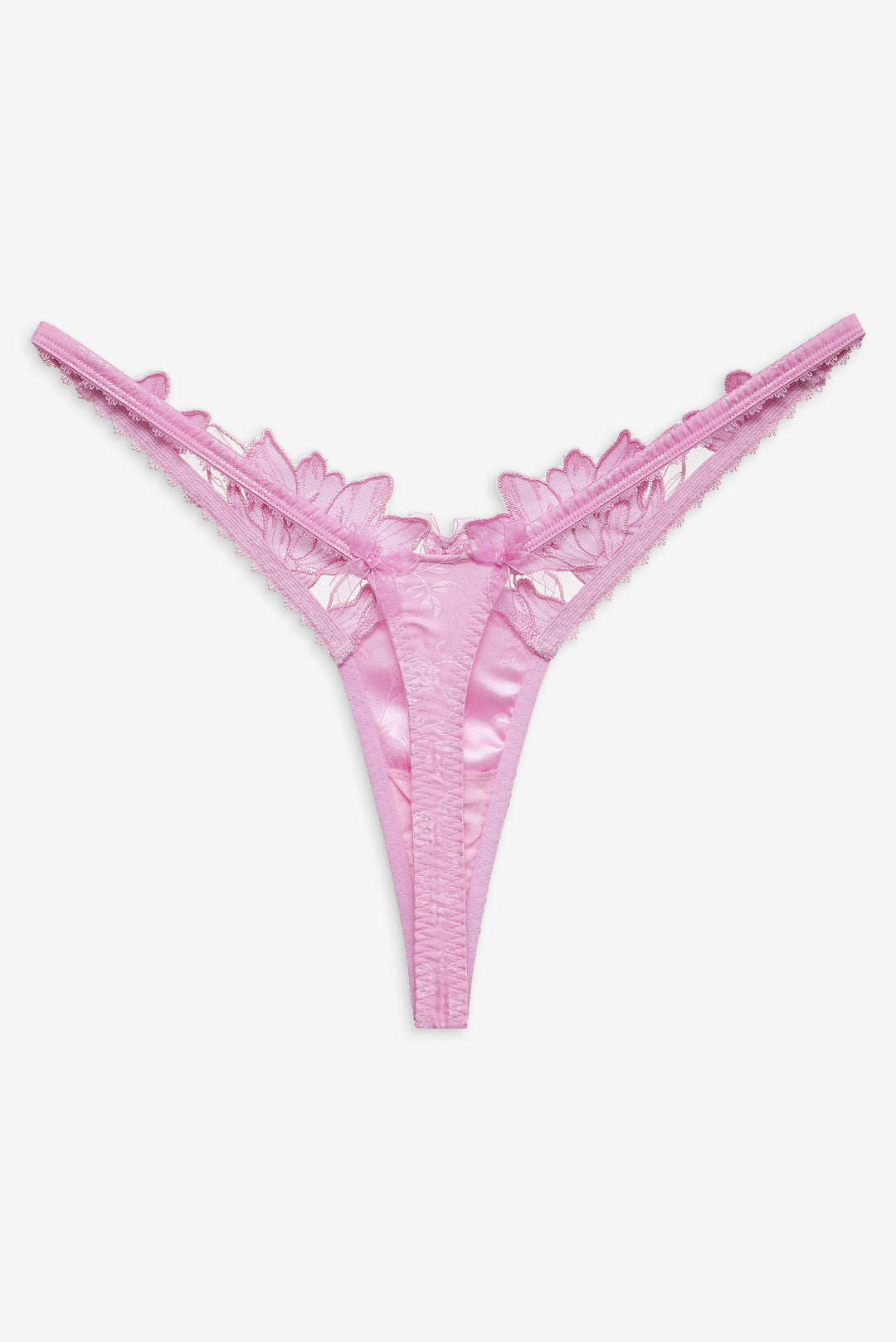 Maye Embroidered Thong Panty - Pink | For Love and Lemons