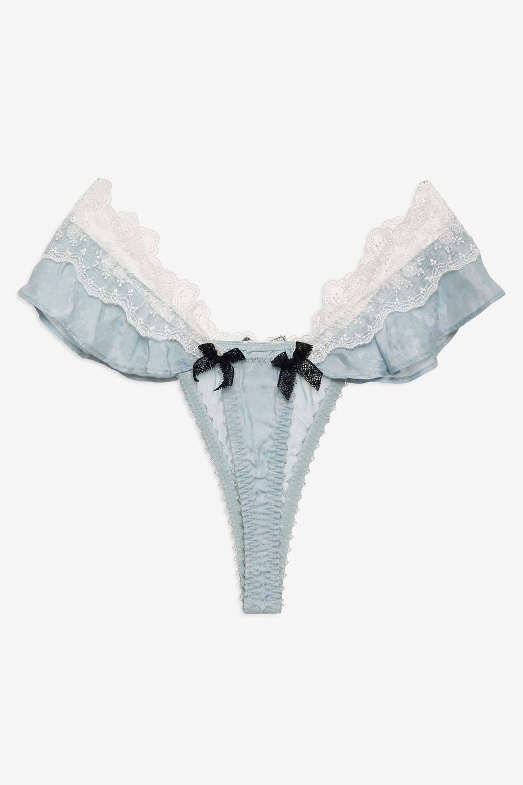 Bluebird Jacquard Thong Panty - Dusty Blue | For Love and Lemons