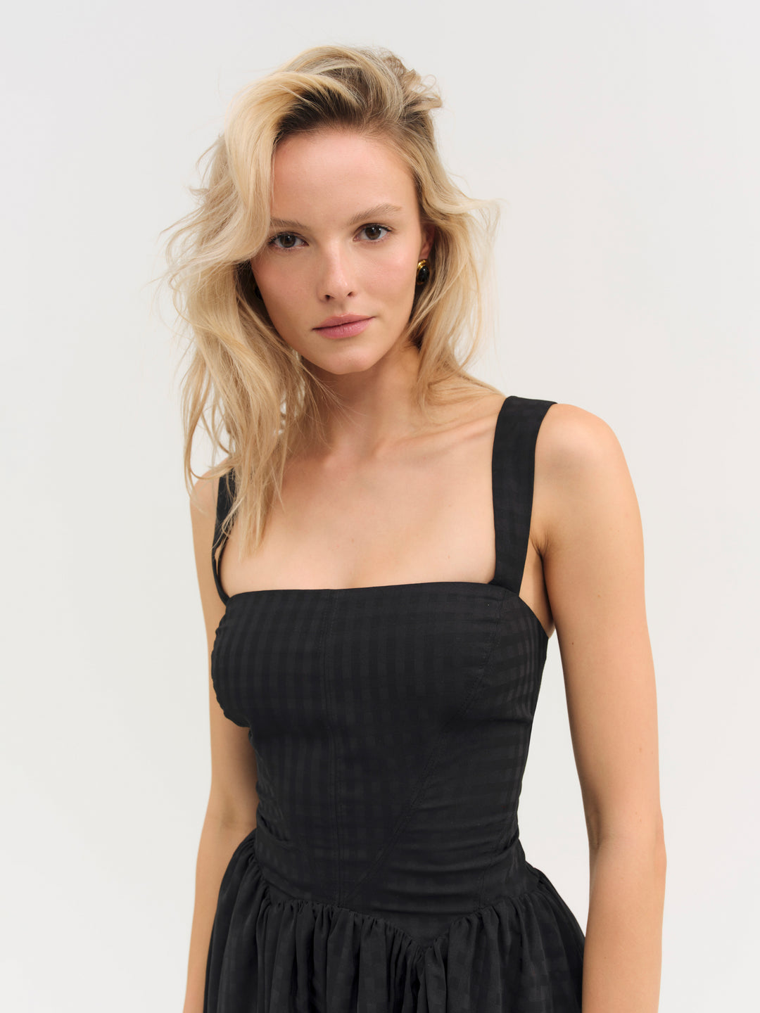 Ginny Gingham Mini Dress - Black | For Love and Lemons