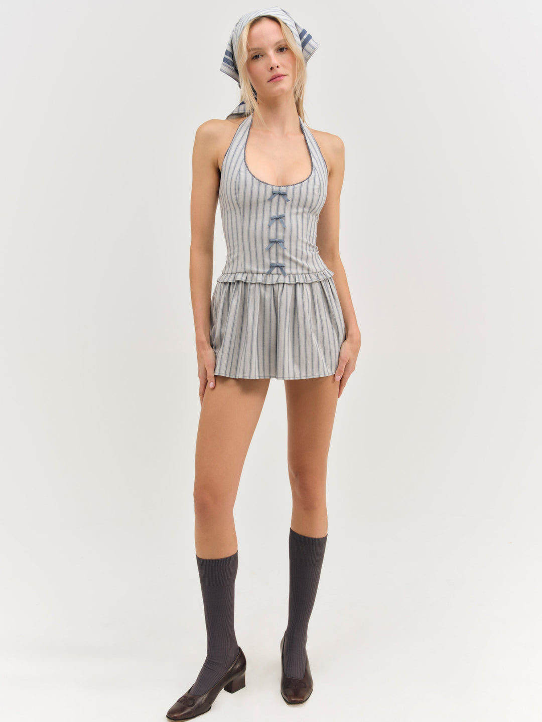 Janice Halter Mini Dress - Blue | For Love and Lemons