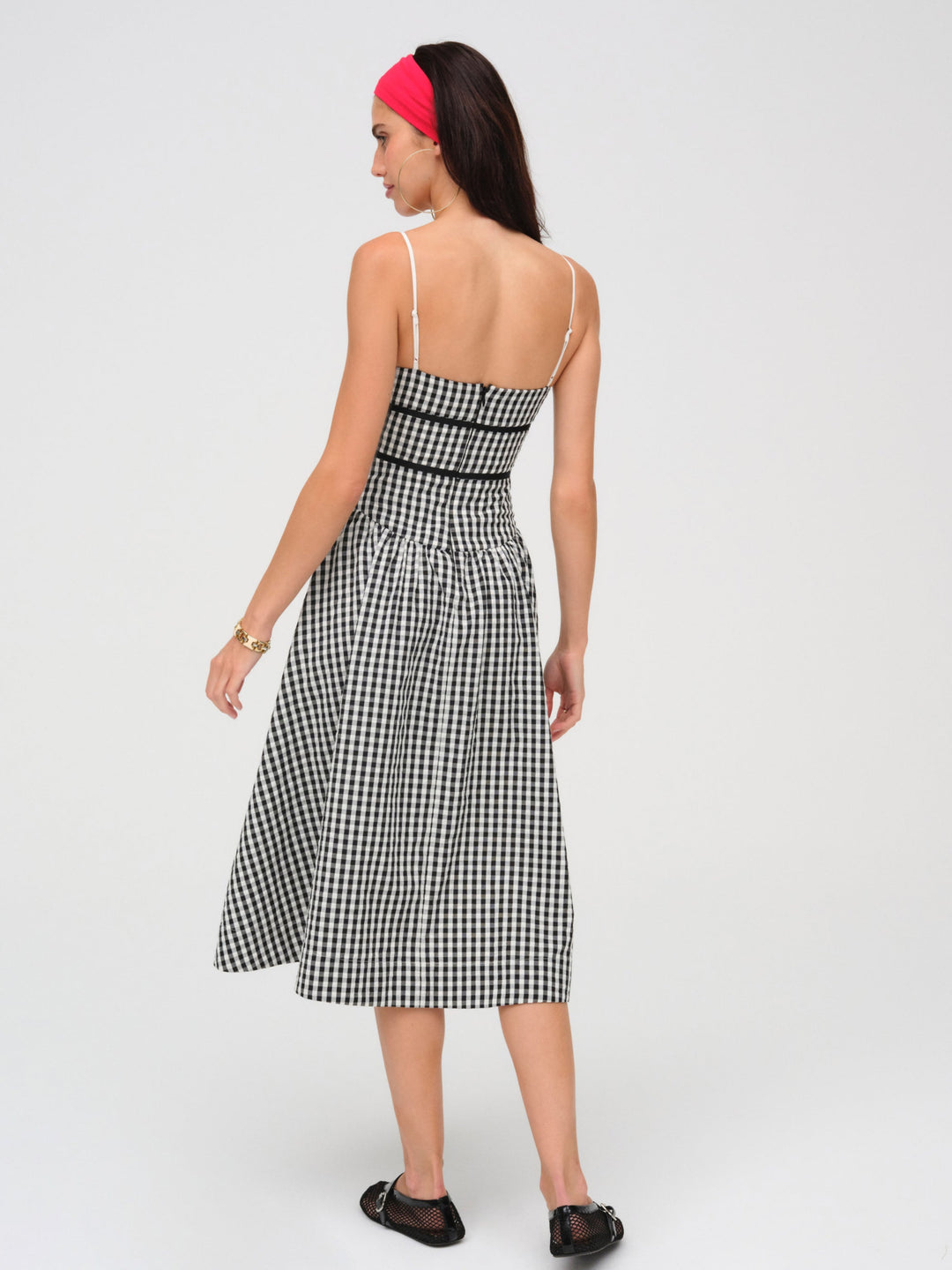 Georgia Gingham Midi Dress - Black | For Love and Lemons