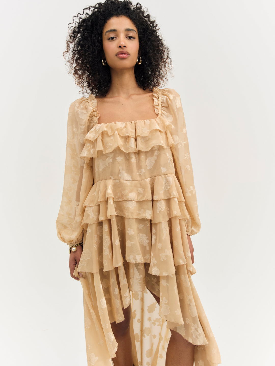Colette Satin Burnout Maxi Dress - Taupe | For Love and Lemons