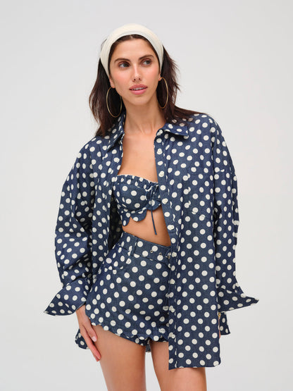 Dolly Dot Button-Down Top - Indigo | For Love and Lemons