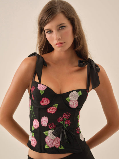 Midnight Garden Bustier - Black | For Love and Lemons