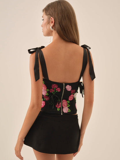 Midnight Garden Bustier - Black | For Love and Lemons
