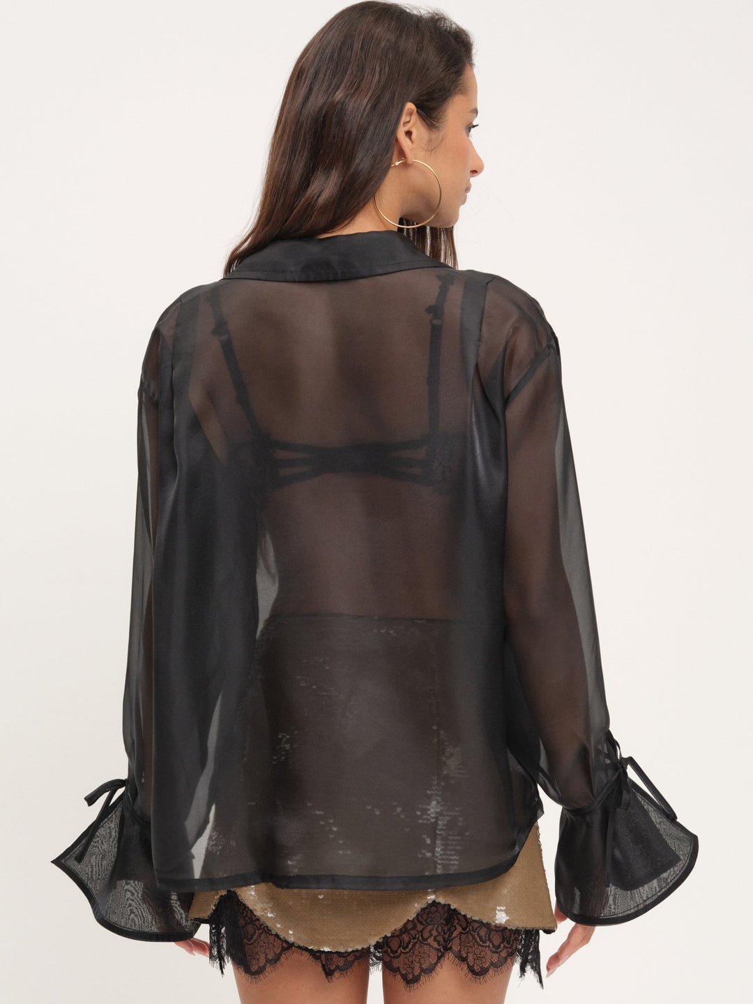 Organza Button-Up Blouse - Black | For Love and Lemons