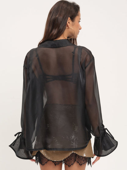 Organza Button-Up Blouse - Black | For Love and Lemons