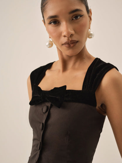 Train Station Poplin Top - Black | For Love and Lemons