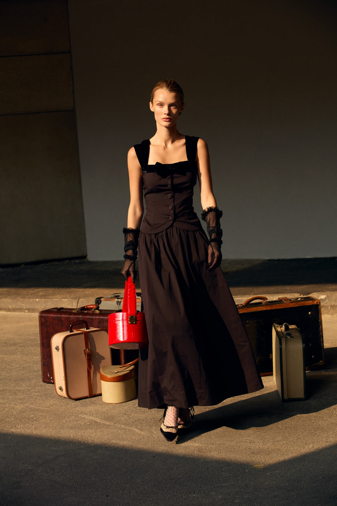 Train Station Poplin Top - Black | For Love and Lemons