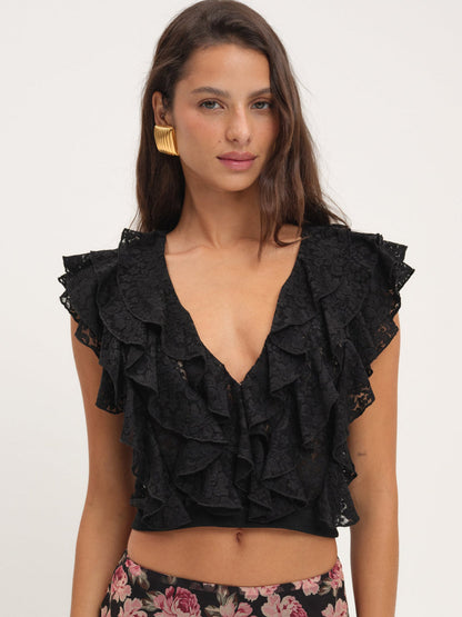 Lucianna Lace Top - Black | For Love and Lemons
