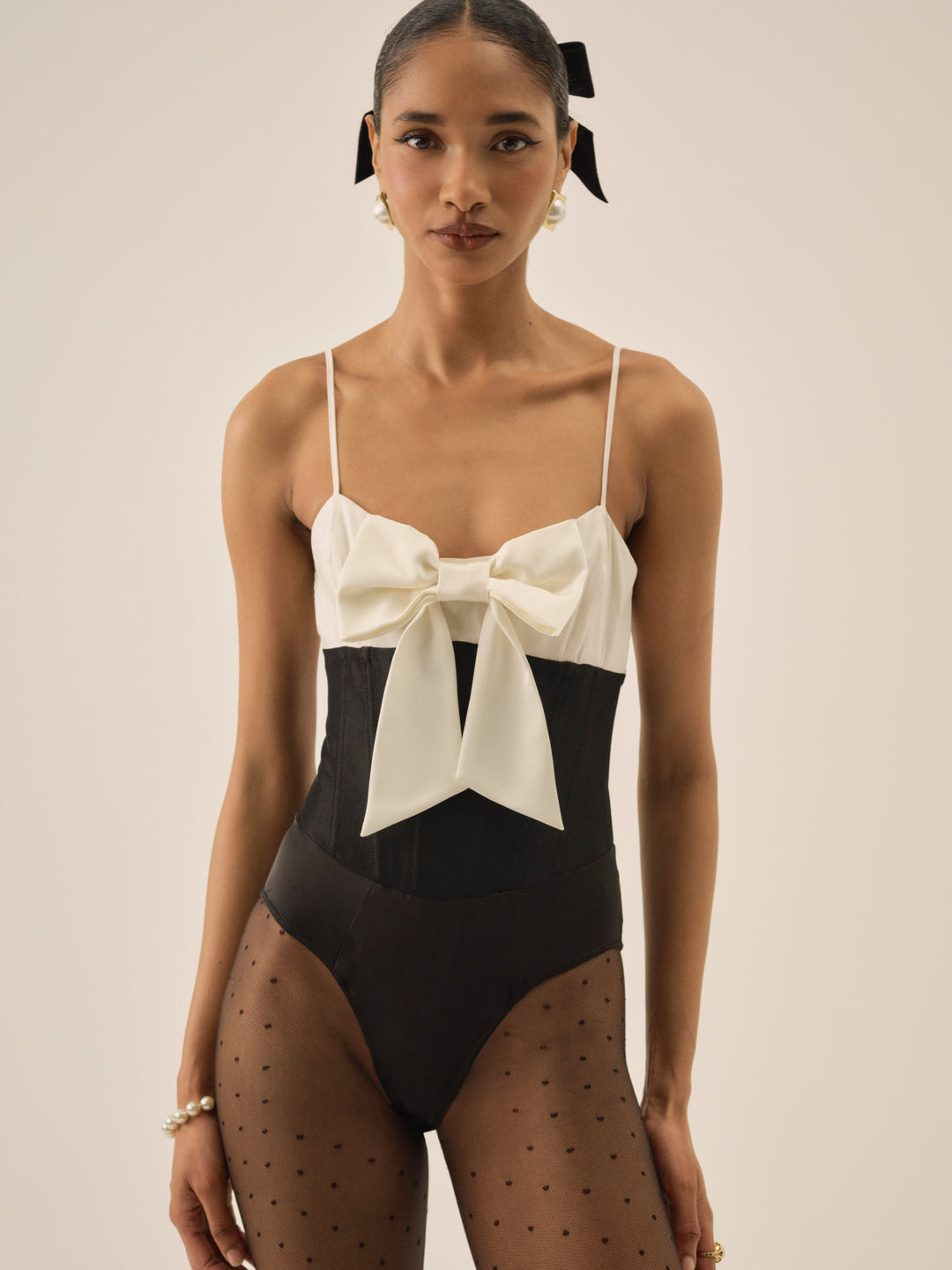 Emalie Taffeta Bodysuit - Black | For Love and Lemons