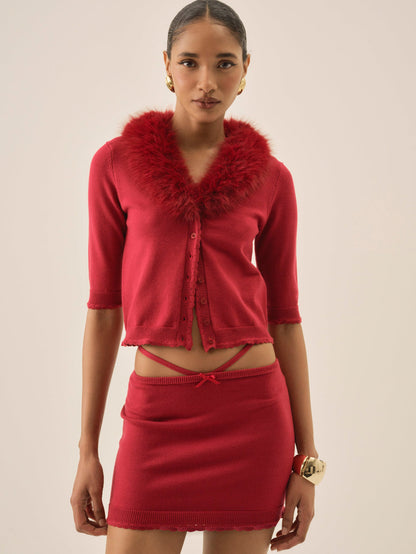 Maura Knit Cardigan - Red | For Love and Lemons