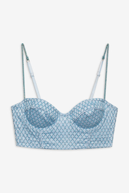 Glitter Grid Bustier Top - Blue | For Love and Lemons