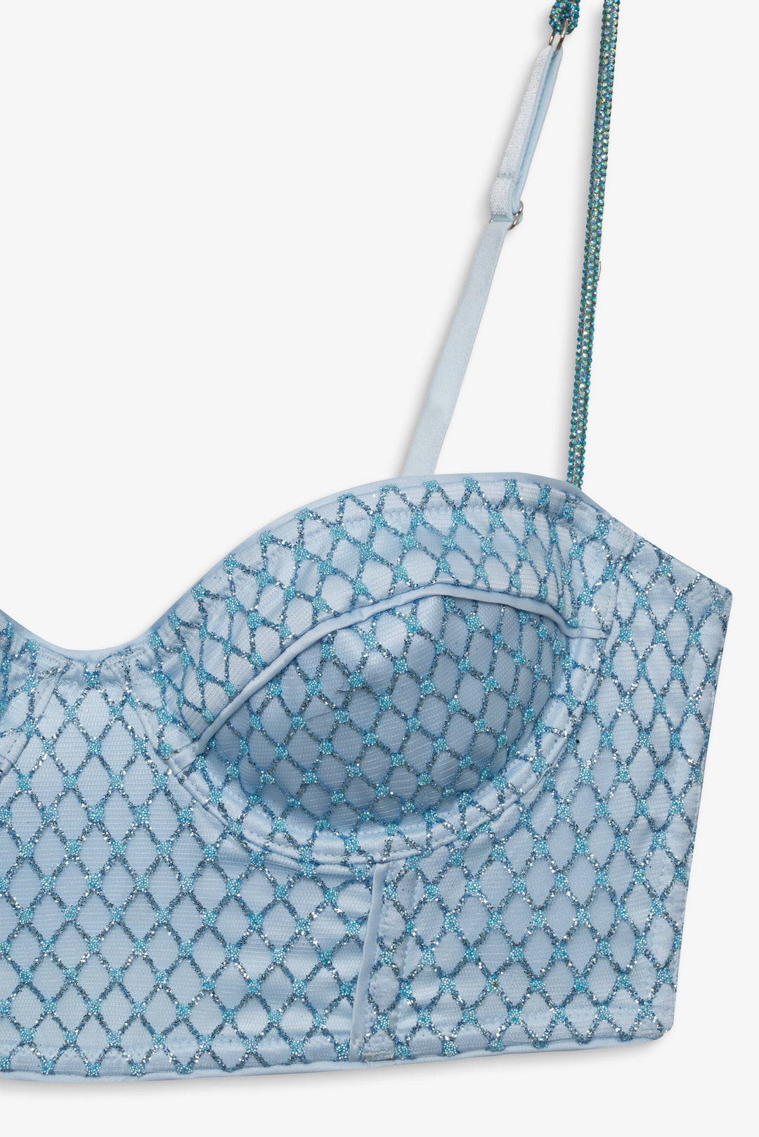 Glitter Grid Bustier Top - Blue | For Love and Lemons