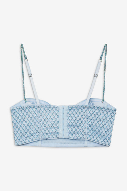 Glitter Grid Bustier Top - Blue | For Love and Lemons