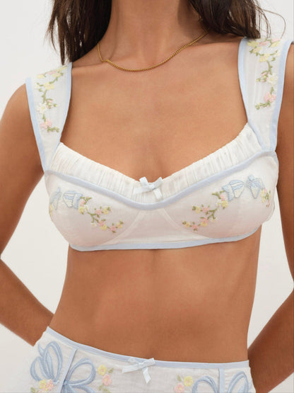Baby Bows Bra Top - White | For Love and Lemons