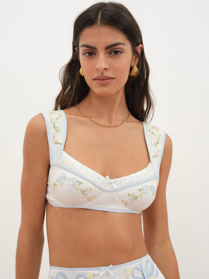 Baby Bows Bra Top - White | For Love and Lemons