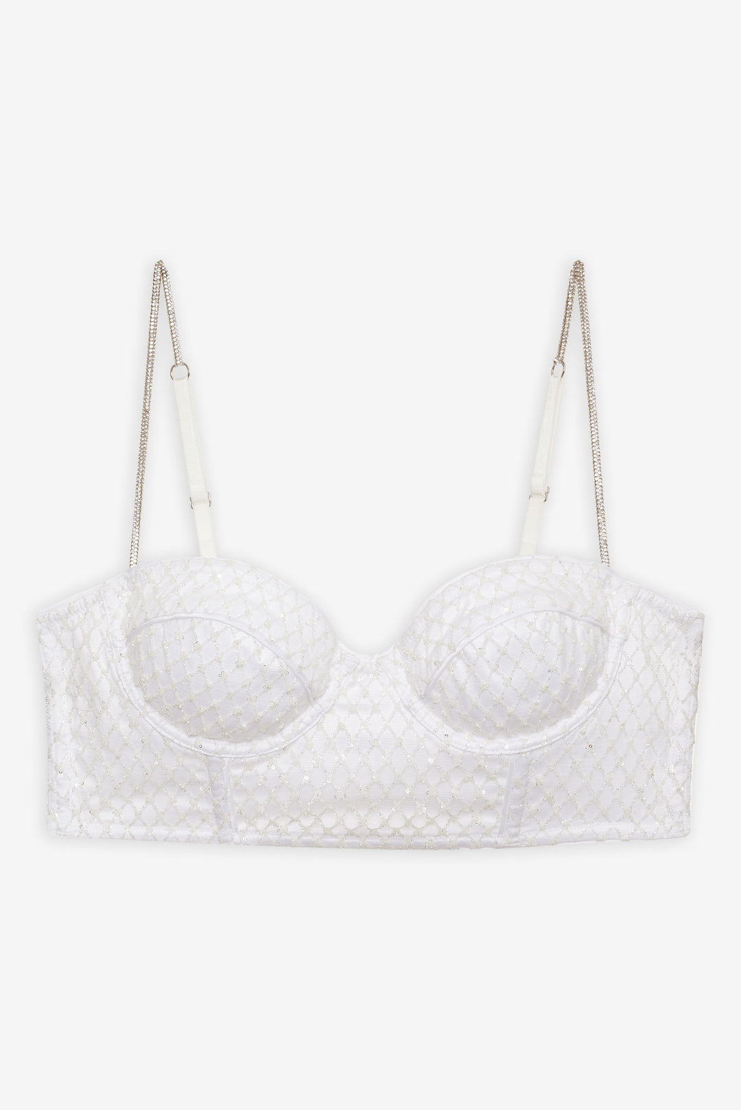 Glitter Grid Bustier Top - White | For Love and Lemons