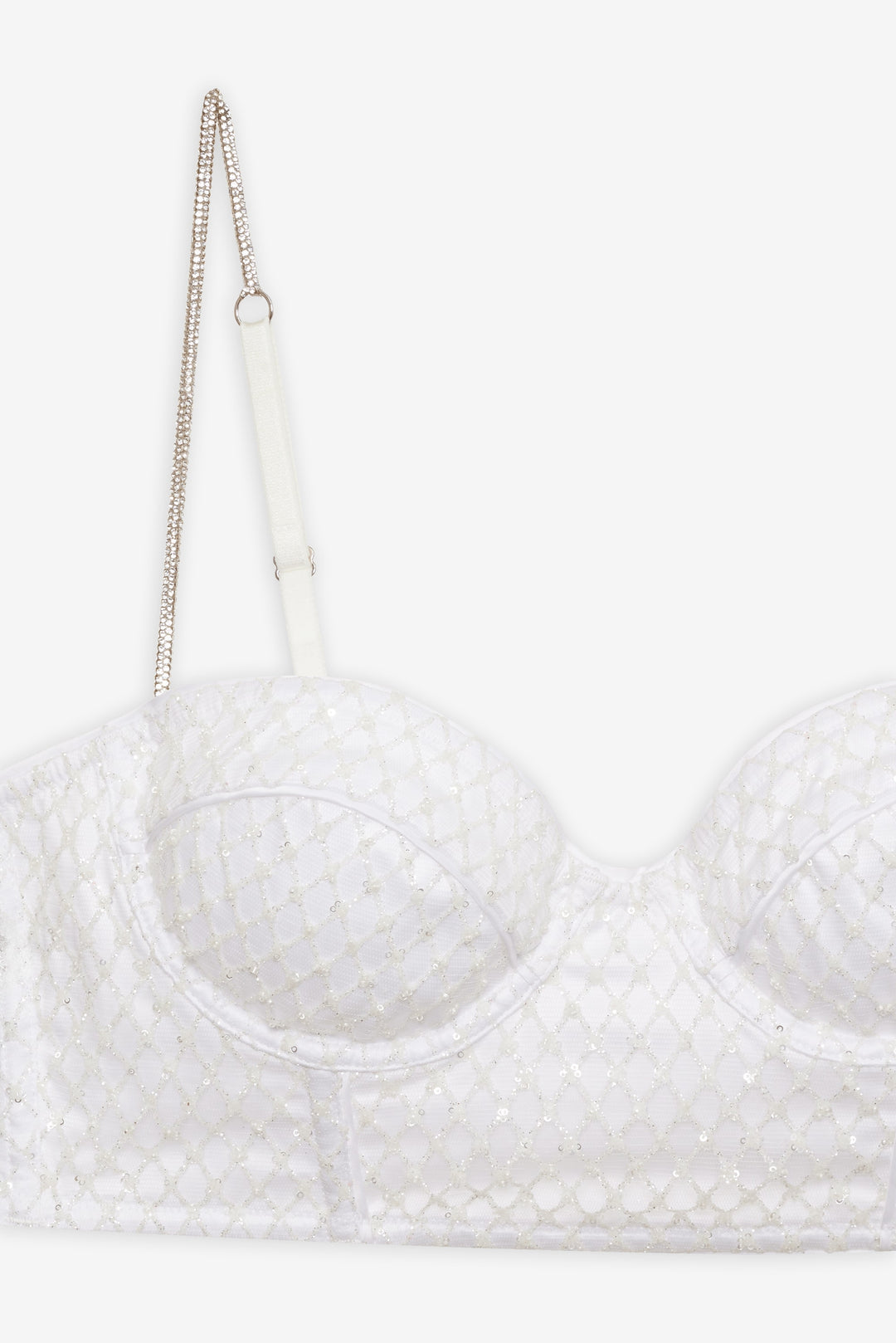 Glitter Grid Bustier Top - White | For Love and Lemons