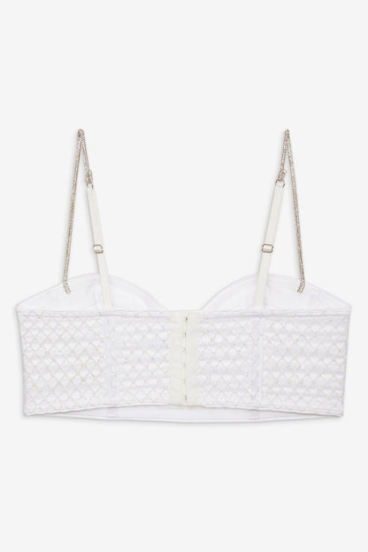 Glitter Grid Bustier Top - White | For Love and Lemons