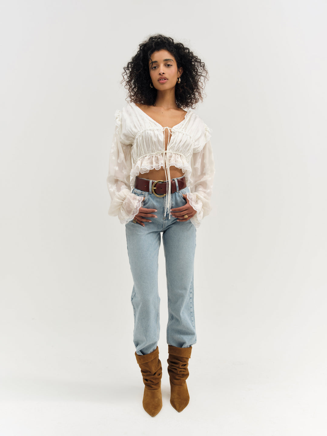 Jeanne Jacquard Top - Cream | For Love and Lemons