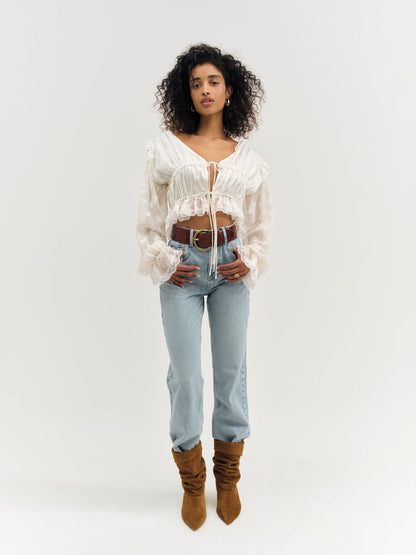 Jeanne Jacquard Top - Cream | For Love and Lemons
