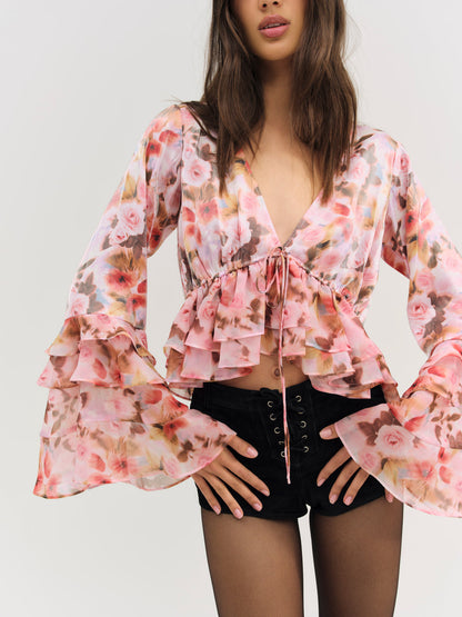 Fallen Floral Top - Pink | For Love and Lemons