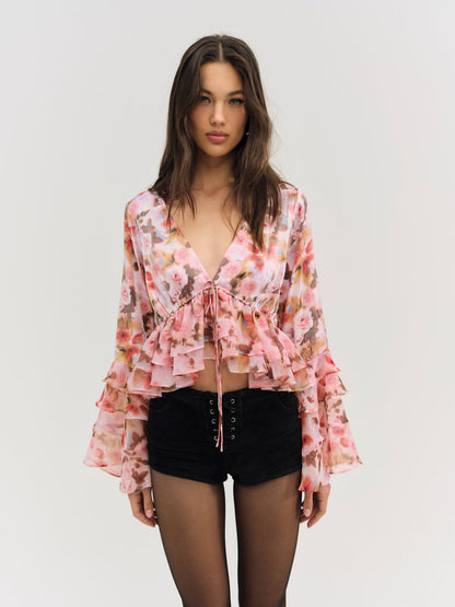 Fallen Floral Top - Pink | For Love and Lemons