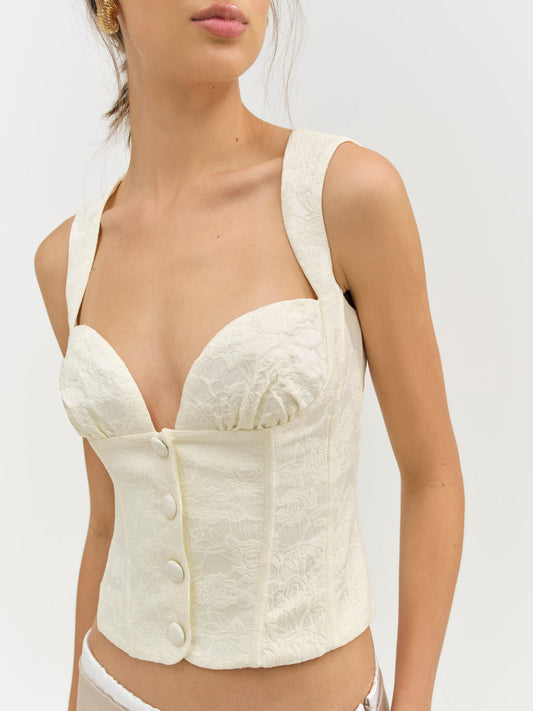 Rosie Jacquard Top - Cream | For Love and Lemons