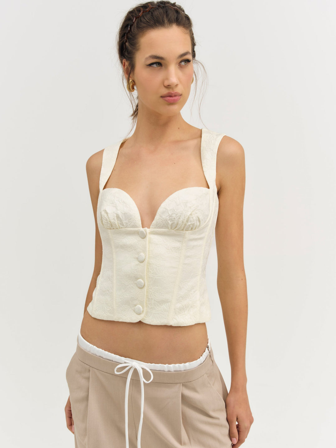 Rosie Jacquard Top - Cream | For Love and Lemons