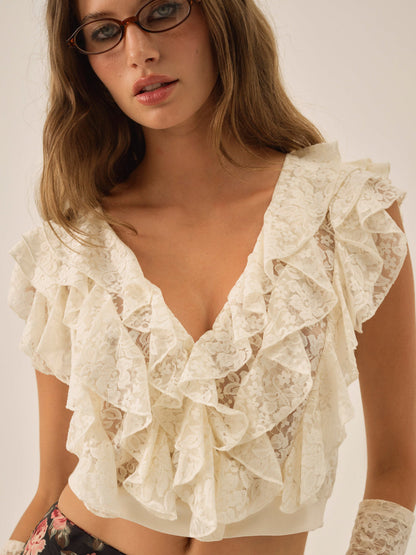 Lucianna Lace Top - Cream | For Love and Lemons