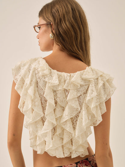 Lucianna Lace Top - Cream | For Love and Lemons