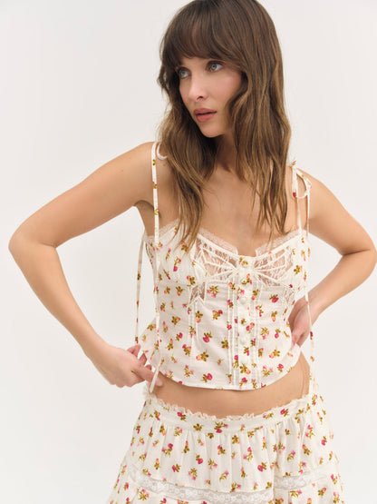 Adahlia Floral Top - Cream | For Love and Lemons