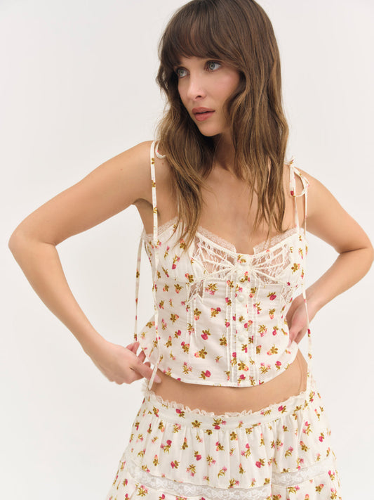 Adahlia Floral Top - Cream | For Love and Lemons