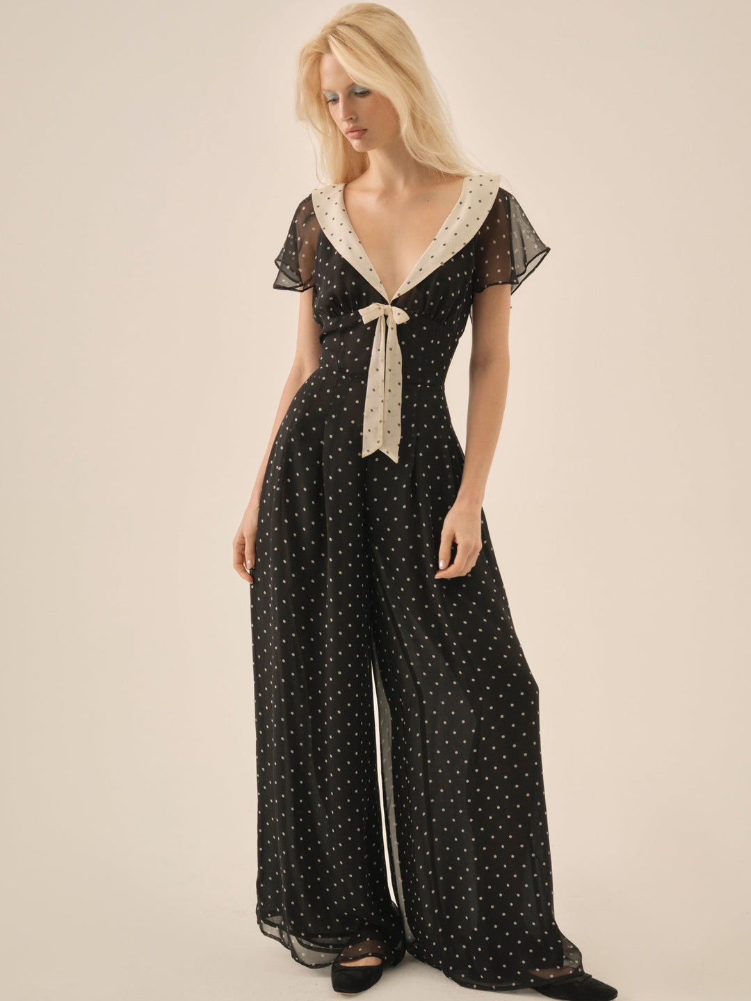 Dottie Dot Pantsuit - Black | For Love and Lemons